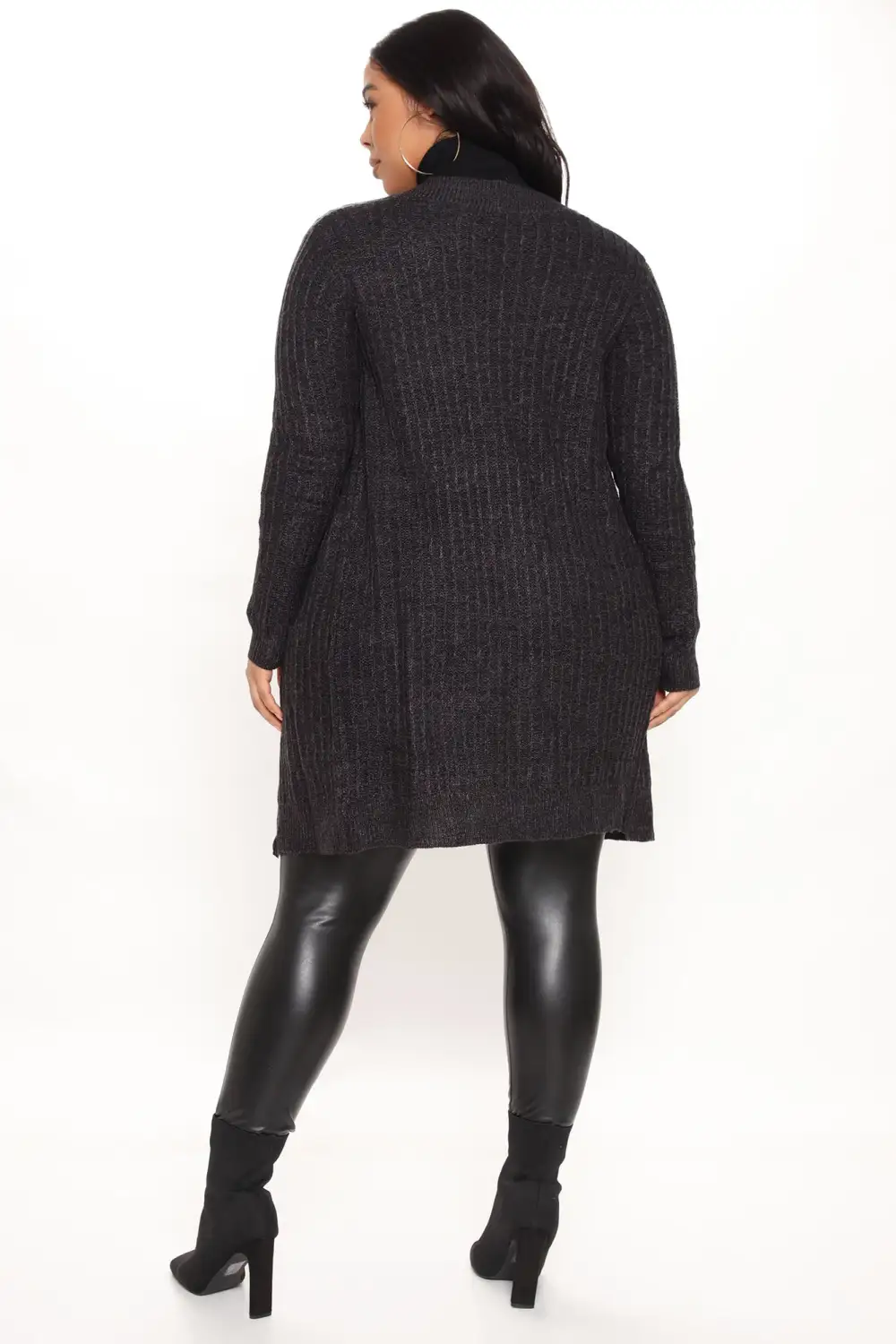 Throw It On Ribbed Cardigan - Black/Charcoal