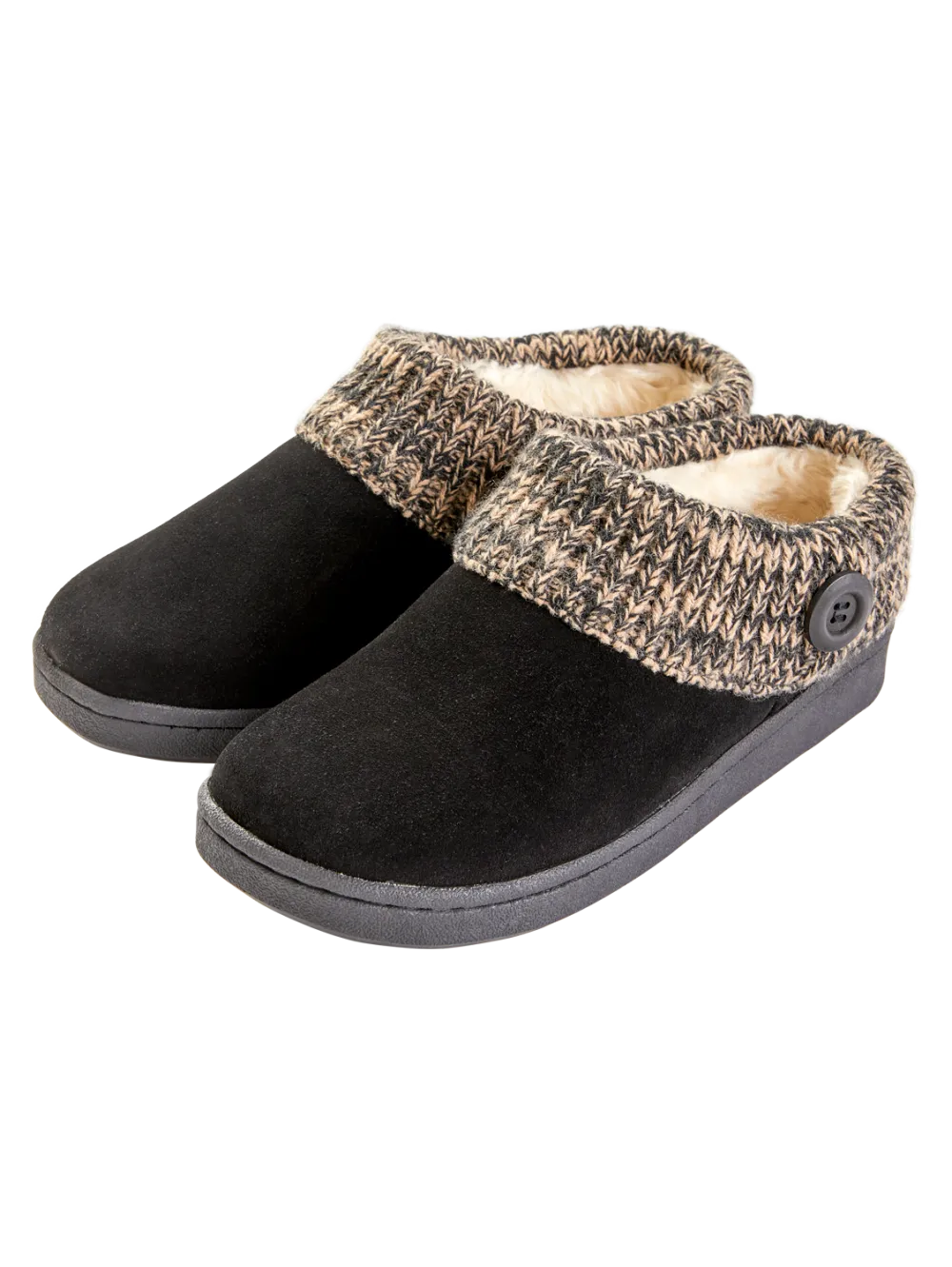 Women's Suede Slipper Clogs With Ragg Cuffs