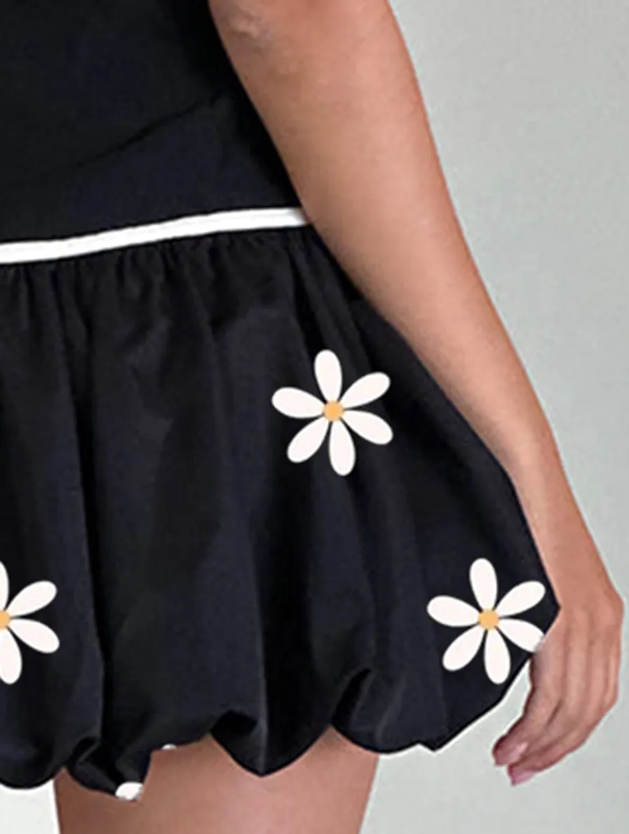 Puffball Mini Dress In Black