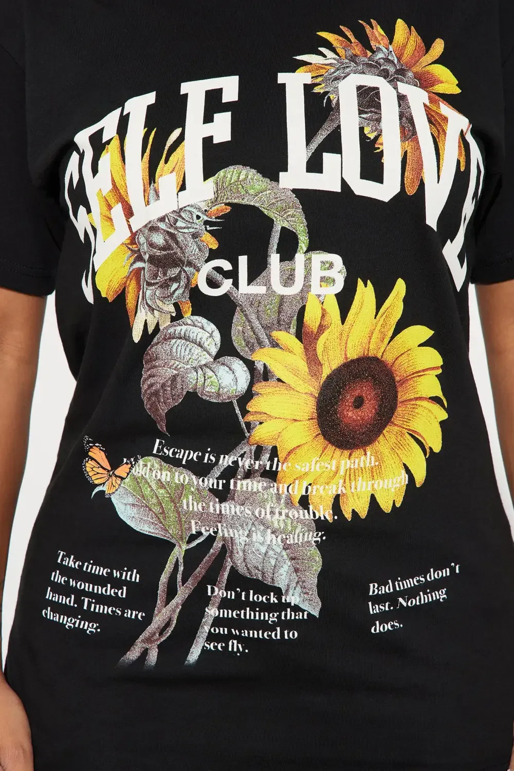 Self Love Sunflower Short Sleeve Tee - Black