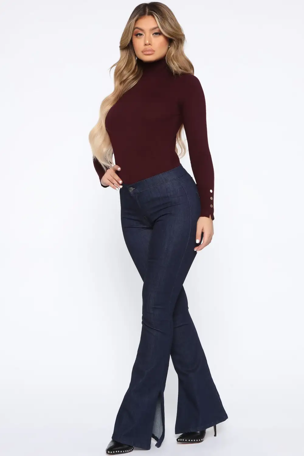Meet Me Somewhere Turtle Neck Sweater - Wine