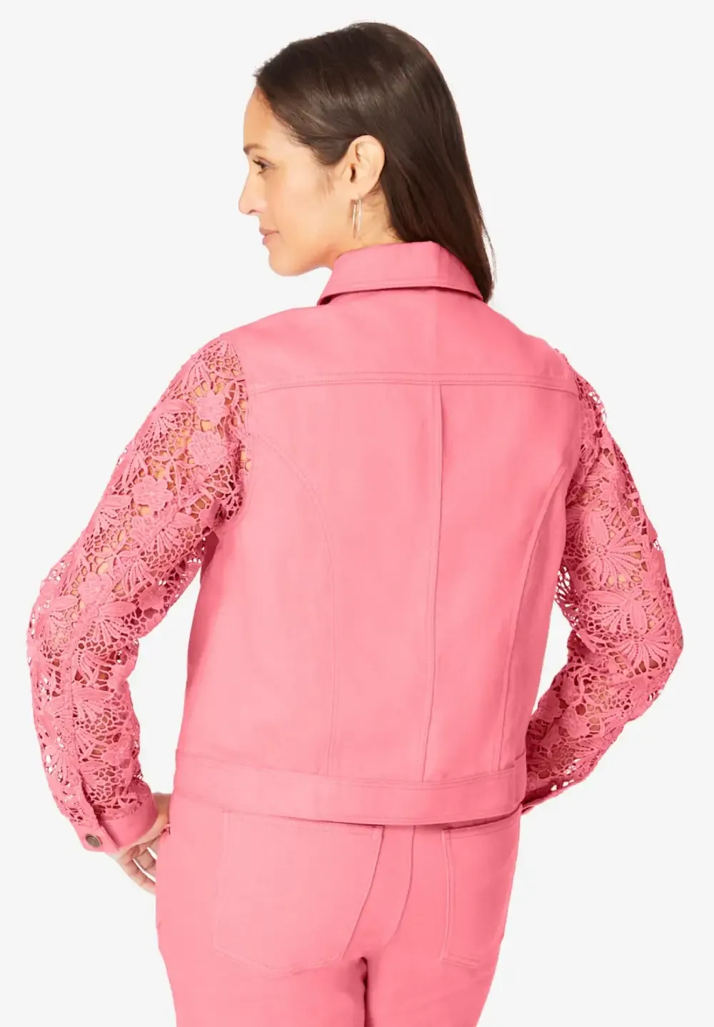 Lace Sleeve Denim Jacket