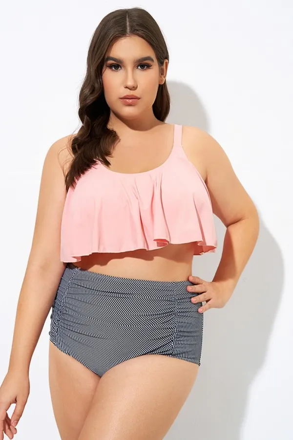 Black Sexy Scoop Neck High Waist Bikini Set