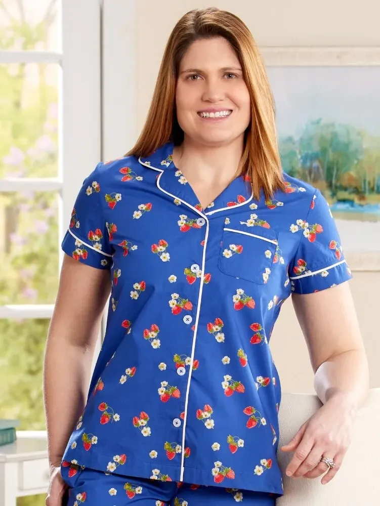 Ella Simone Strawberry Fields Cotton Pajama Set