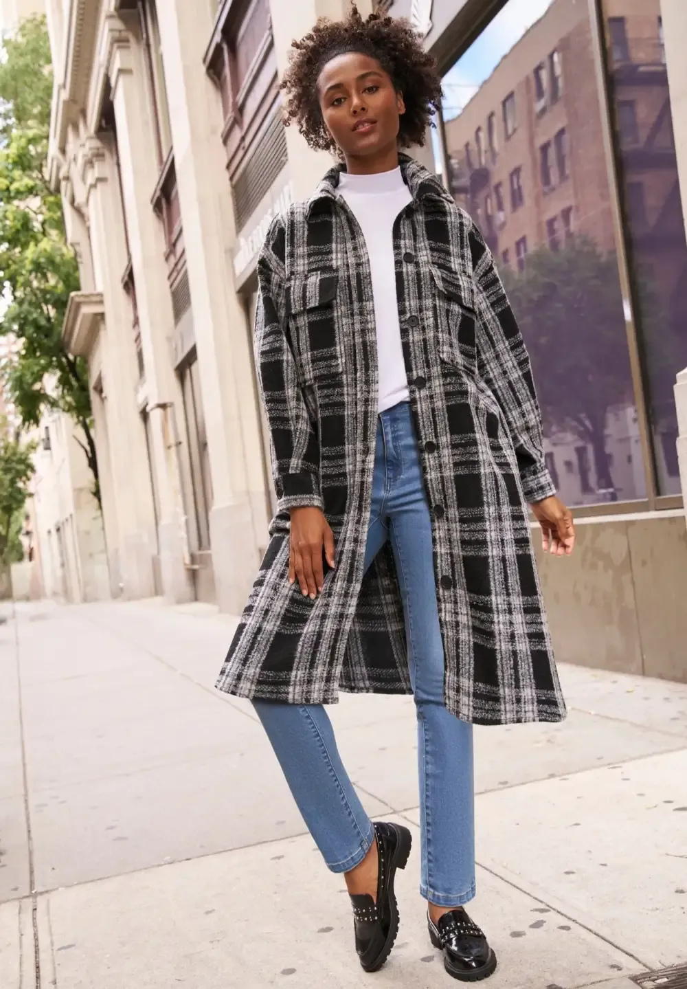 Wool Blend Long Shirt Jacket