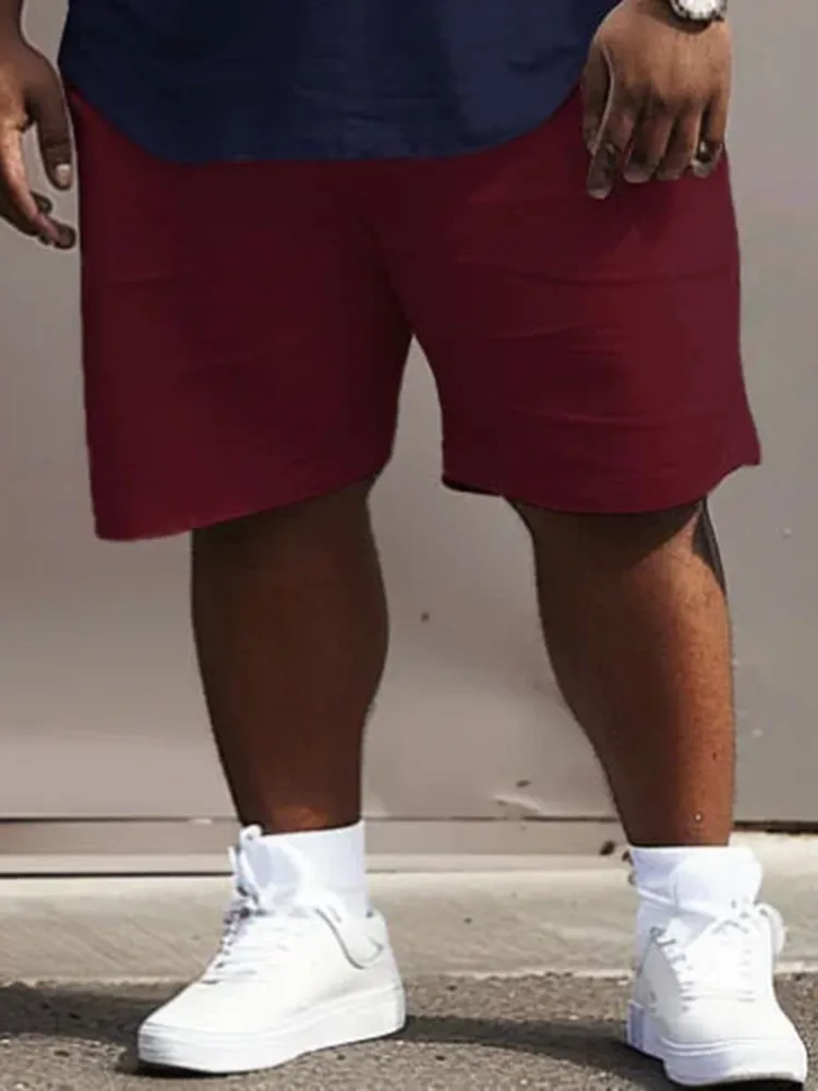 Street Casual Simple Color Block Printed Big Men'S Set