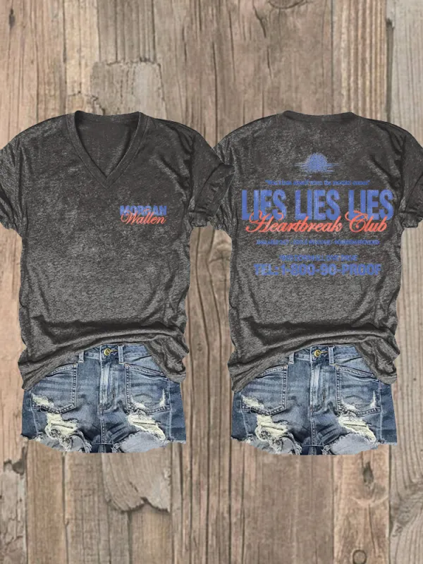 Women'S Morgan Wallen Lies Lies Lies V-Neck T-Shirt