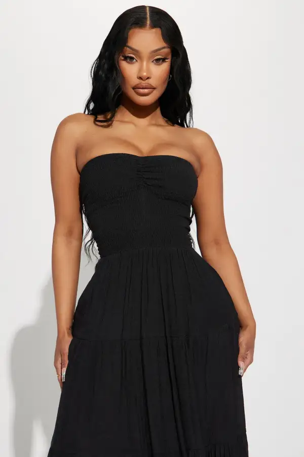 Almafi Coast Maxi Dress - Black