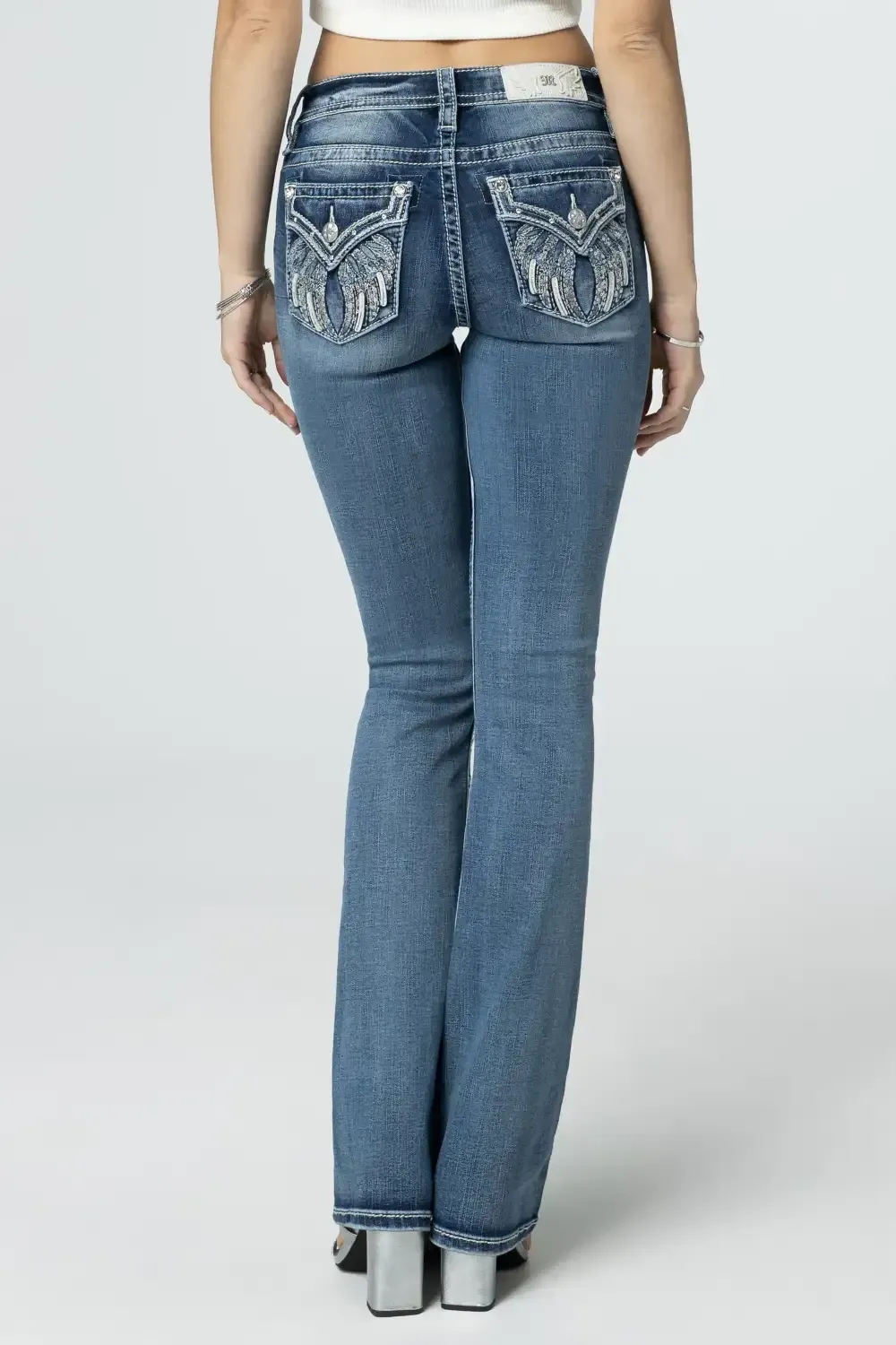 Silver Angel Down Wings Bootcut Jeans