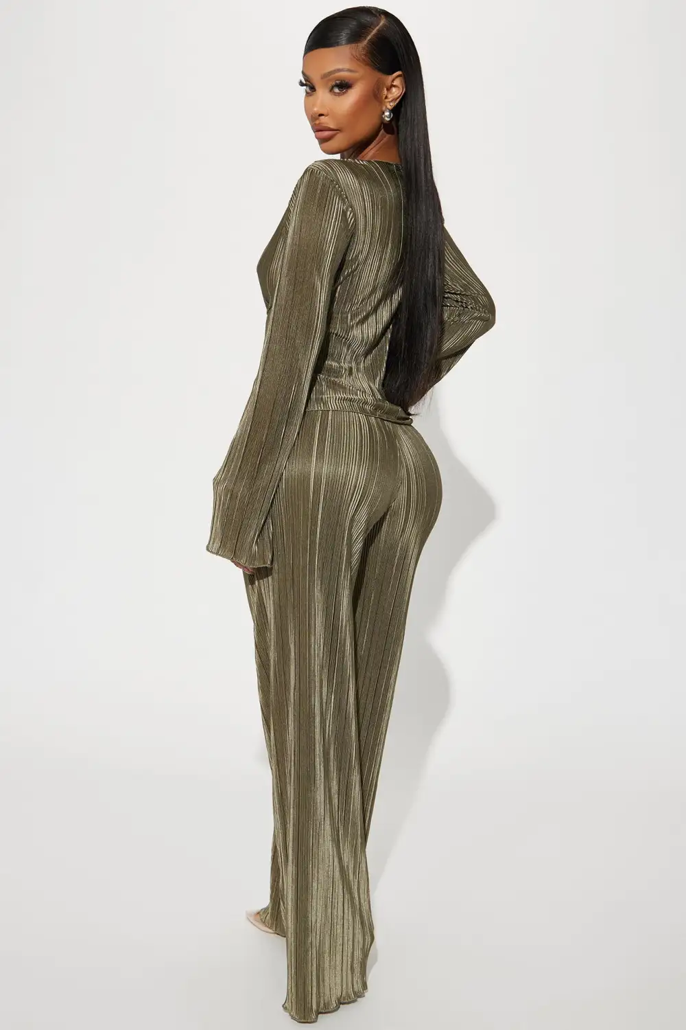 Tahlia Plisse Pant Set - Olive