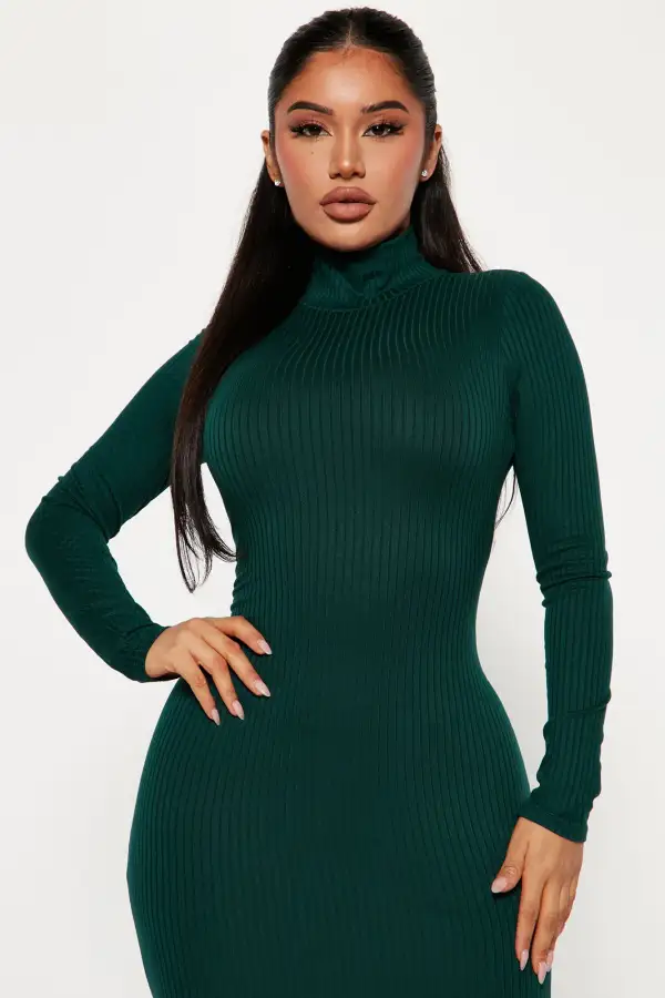 Amika Ribbed Midi Dress - Green