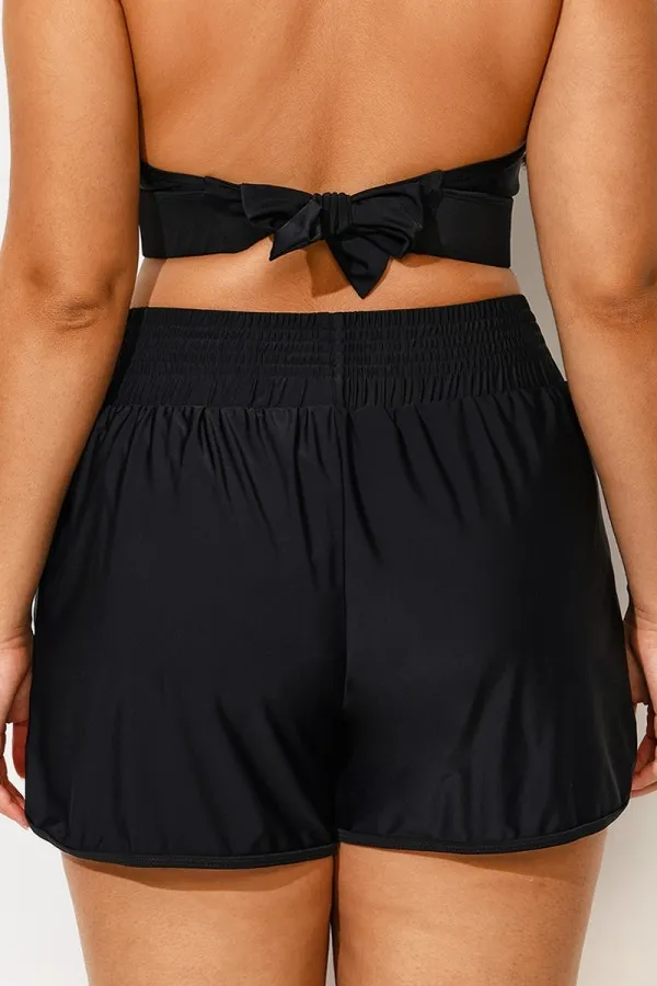 Plus Size Black High Waist Women Shorts