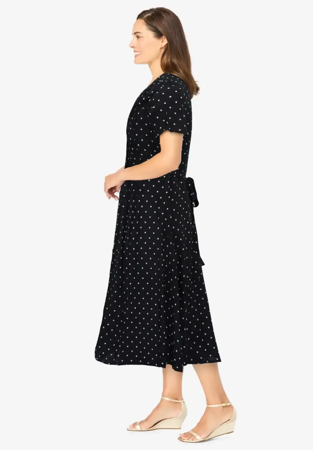 Short-Sleeve Button-Front Dress