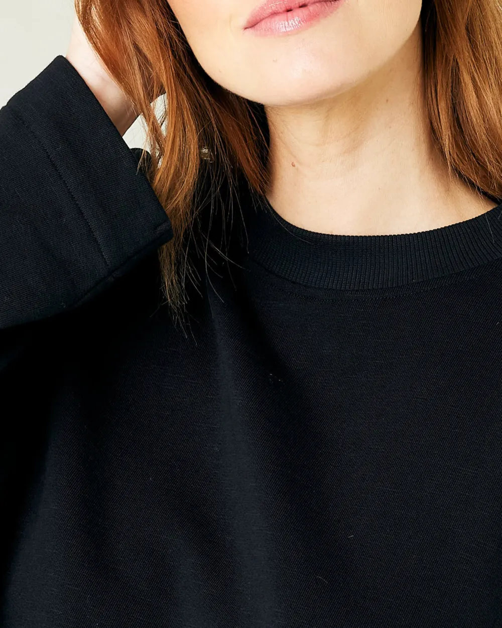 BLACK COTTON JERSEY TOP