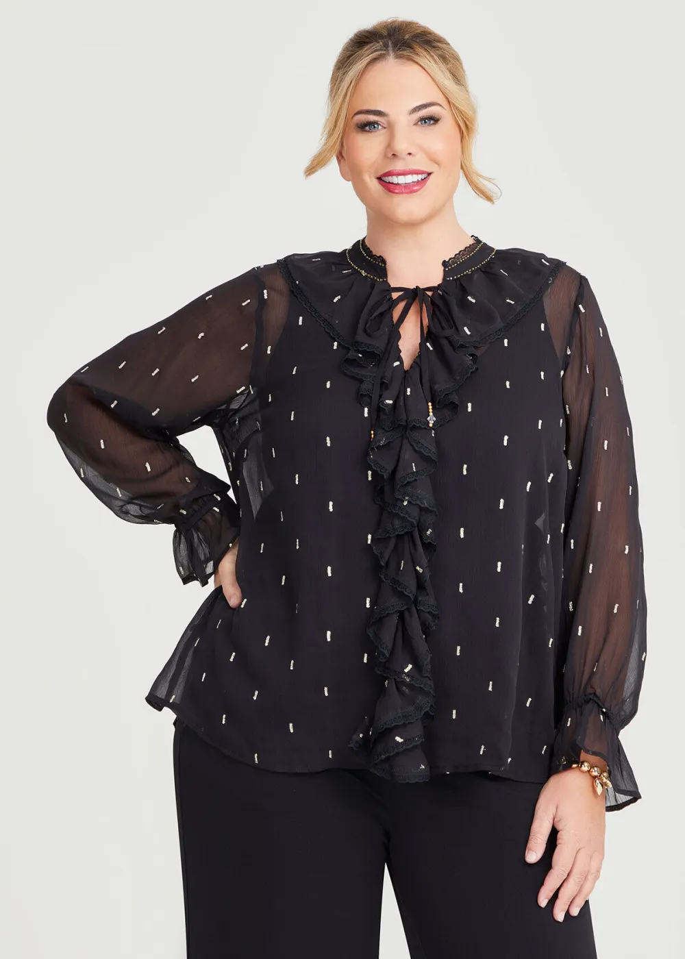 Pan Ruffle Smock Blouse