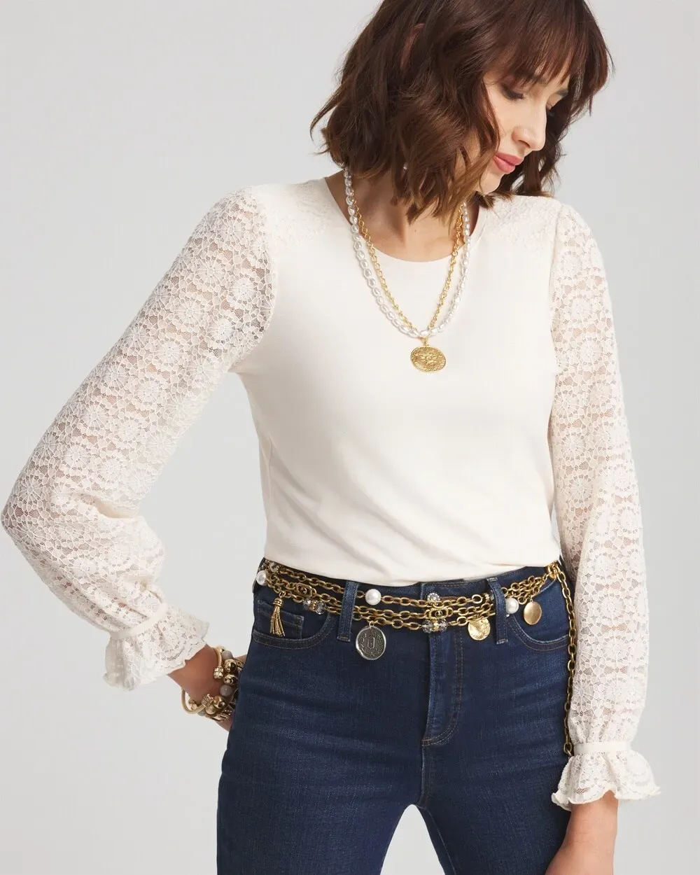 Touch of CoolTM Lace Sleeve Tee