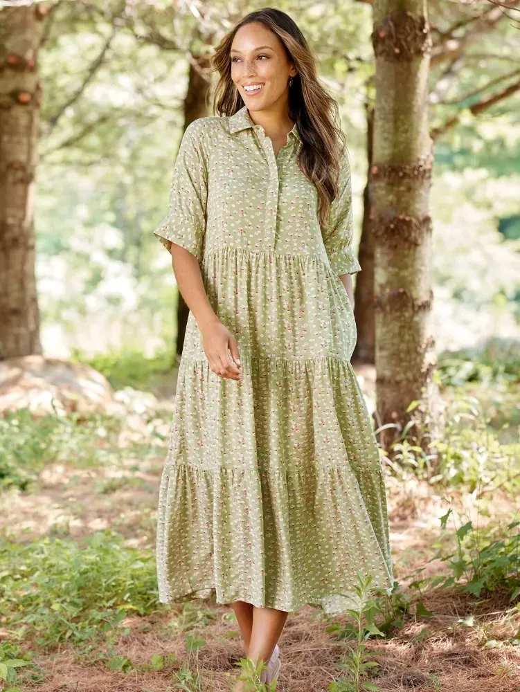 Ella Simone Tiered Floral Maxi Dress