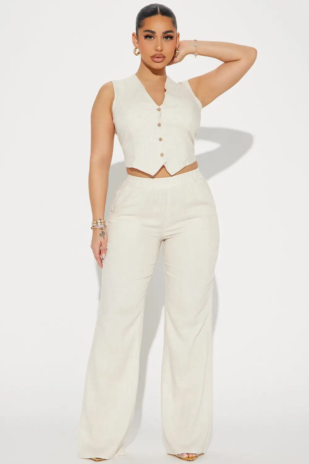 Perfect Vacay Linen Pant Set - Taupe