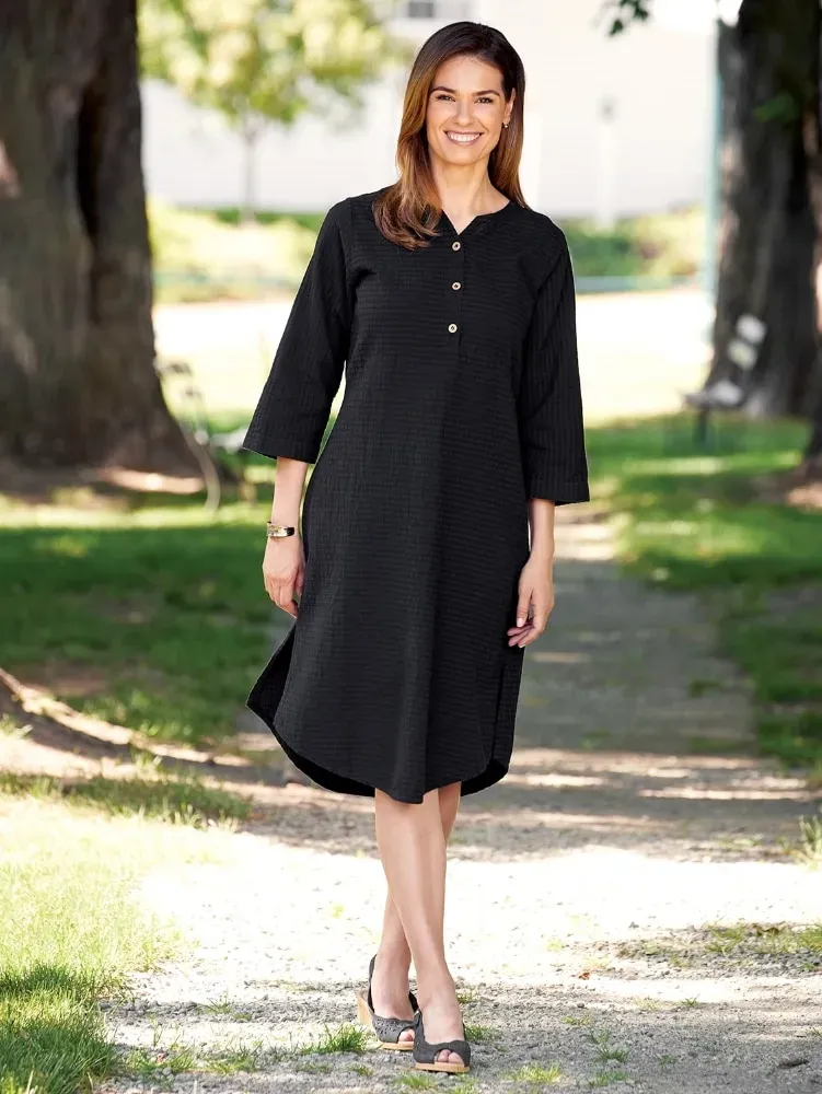 Crinkle Cotton Popover Dress