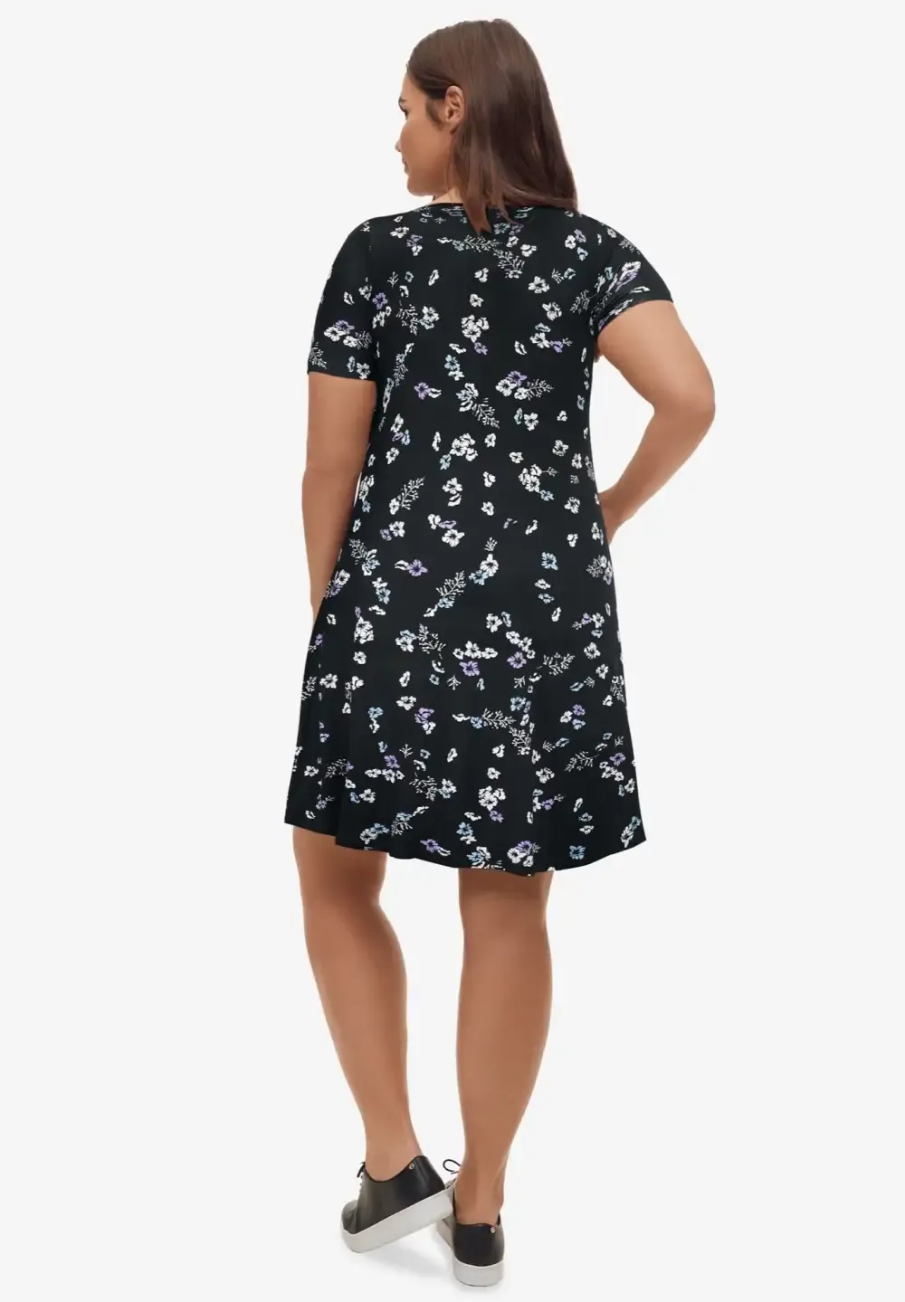Short Sleeve A-Line Knit Dress