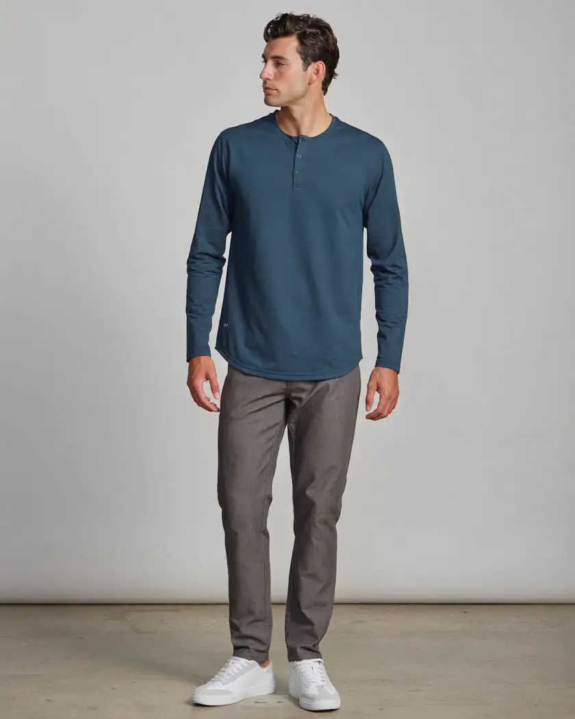 Henley Drop-Cut Long Sleeve: Lux
