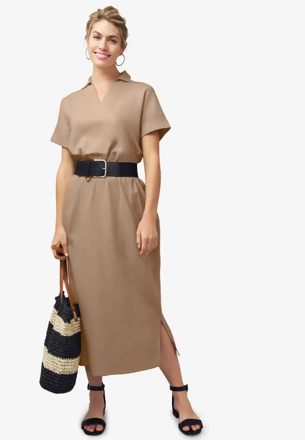 Linen Short Sleeve Maxi Dress