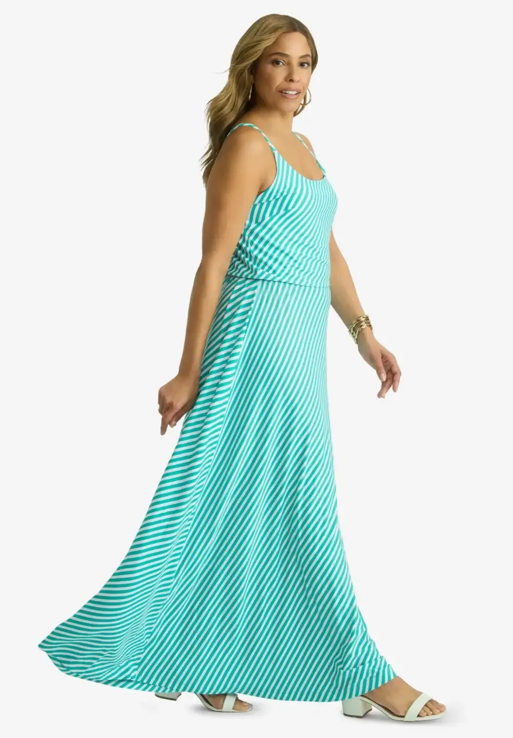 Stretch Knit Blouson Maxi Dress