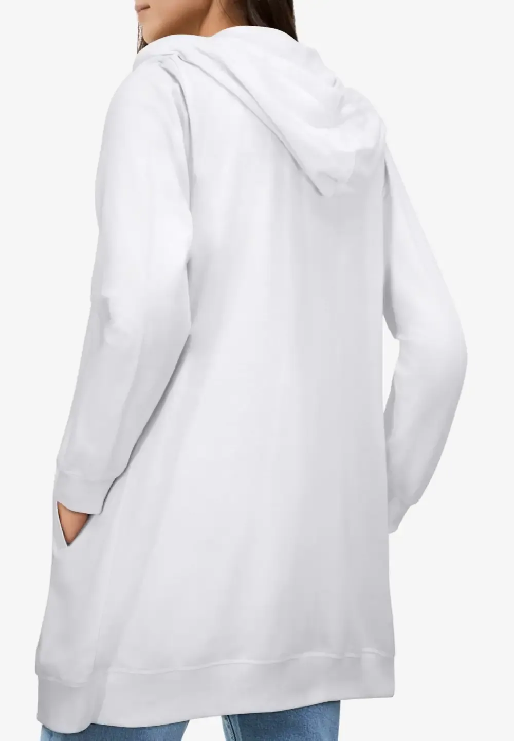 French Terry Long Zip Front Hoodie