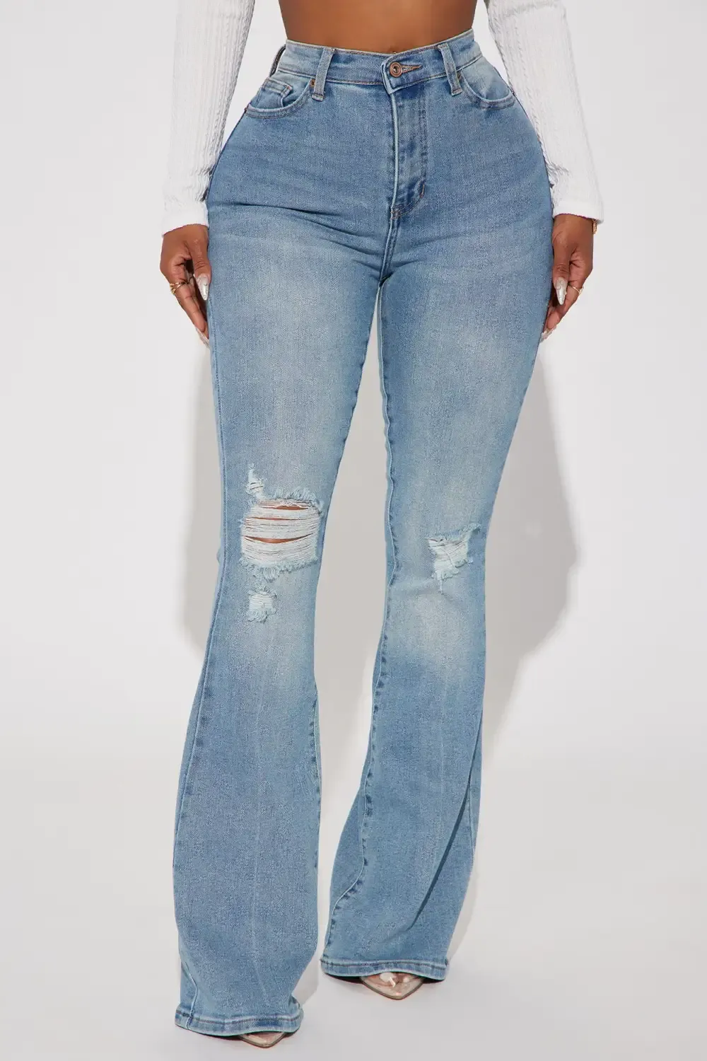 Every Now And Then Stretch Flare Jeans - Light Wash