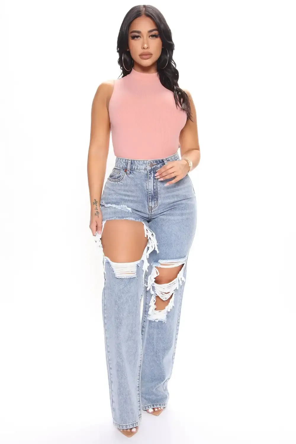 Sassy Straight Leg Jeans - Light Blue Wash