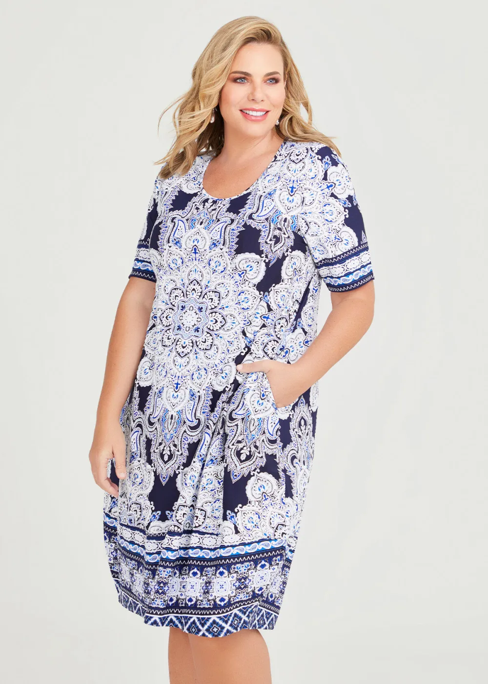 Motif Print Panel Dress
