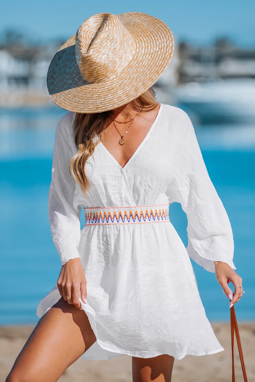 Summer Horizon White Cover-Up Mini Dress
