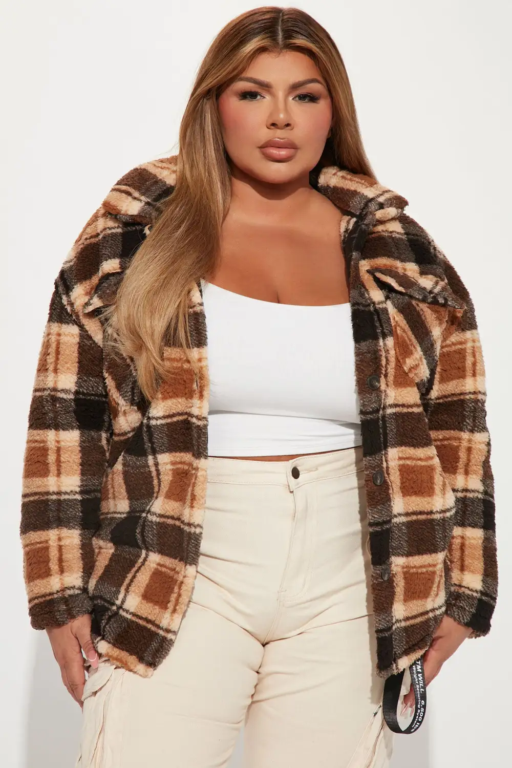 Feels Like Fall Sherpa Shacket - Camel/combo
