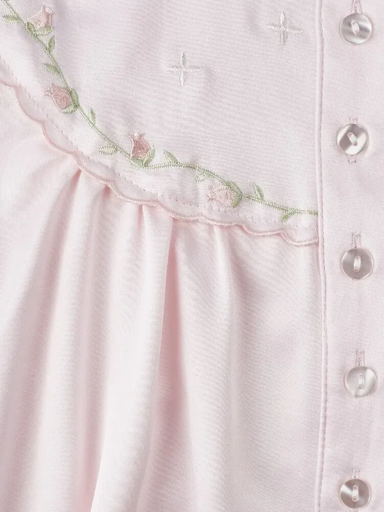 Brushed-Back-Satin Embroidered Nightgown