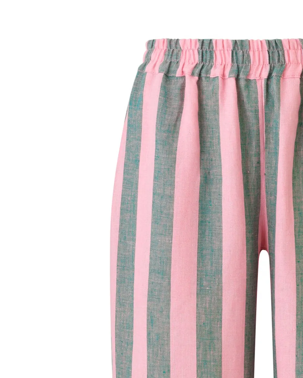 ULTIMATE PJ TROUSERS PINK & GREEN STRIPE LINEN