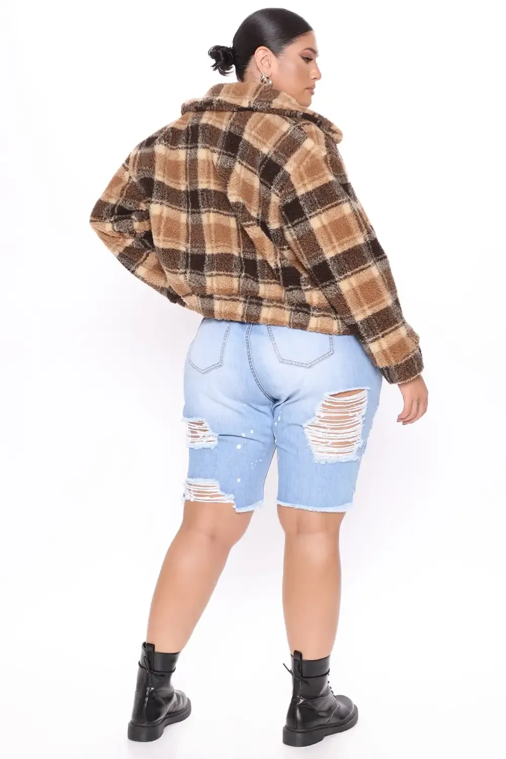 Victory Is Mine Denim Long Line Shorts - Light Blue Wash
