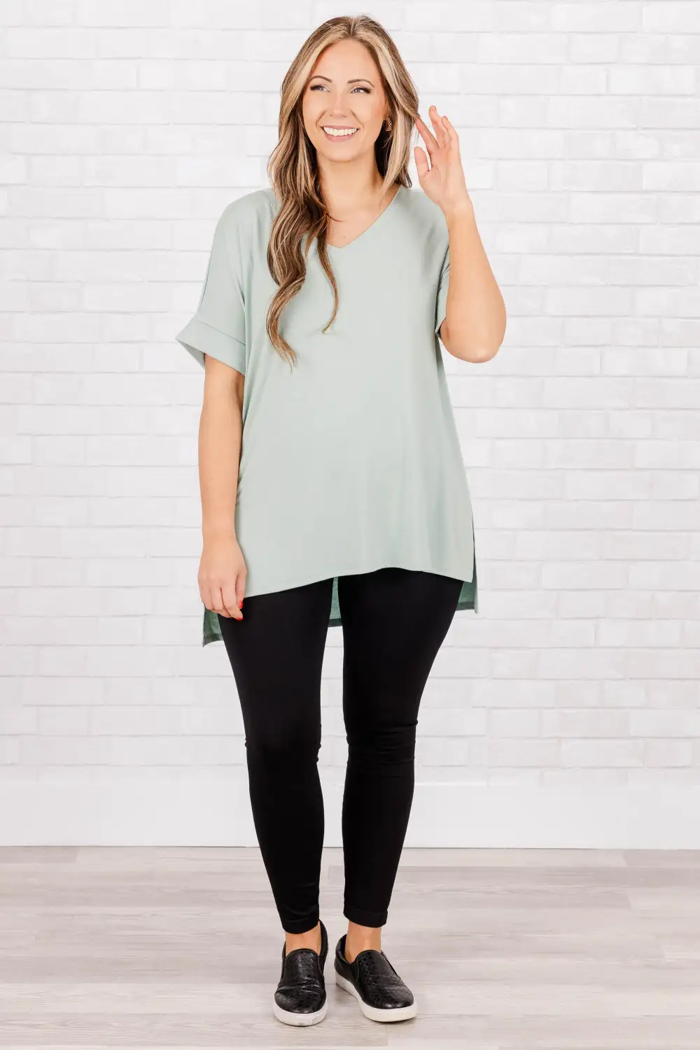 Comfy Travels Top, Dusty Green