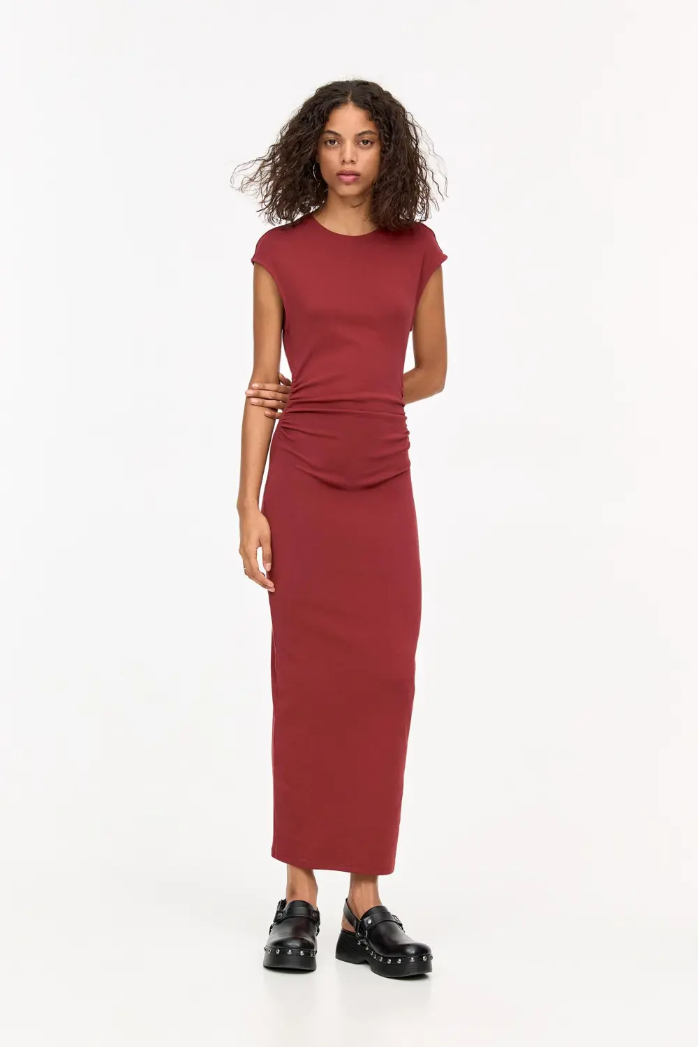 Vestido midi frunces