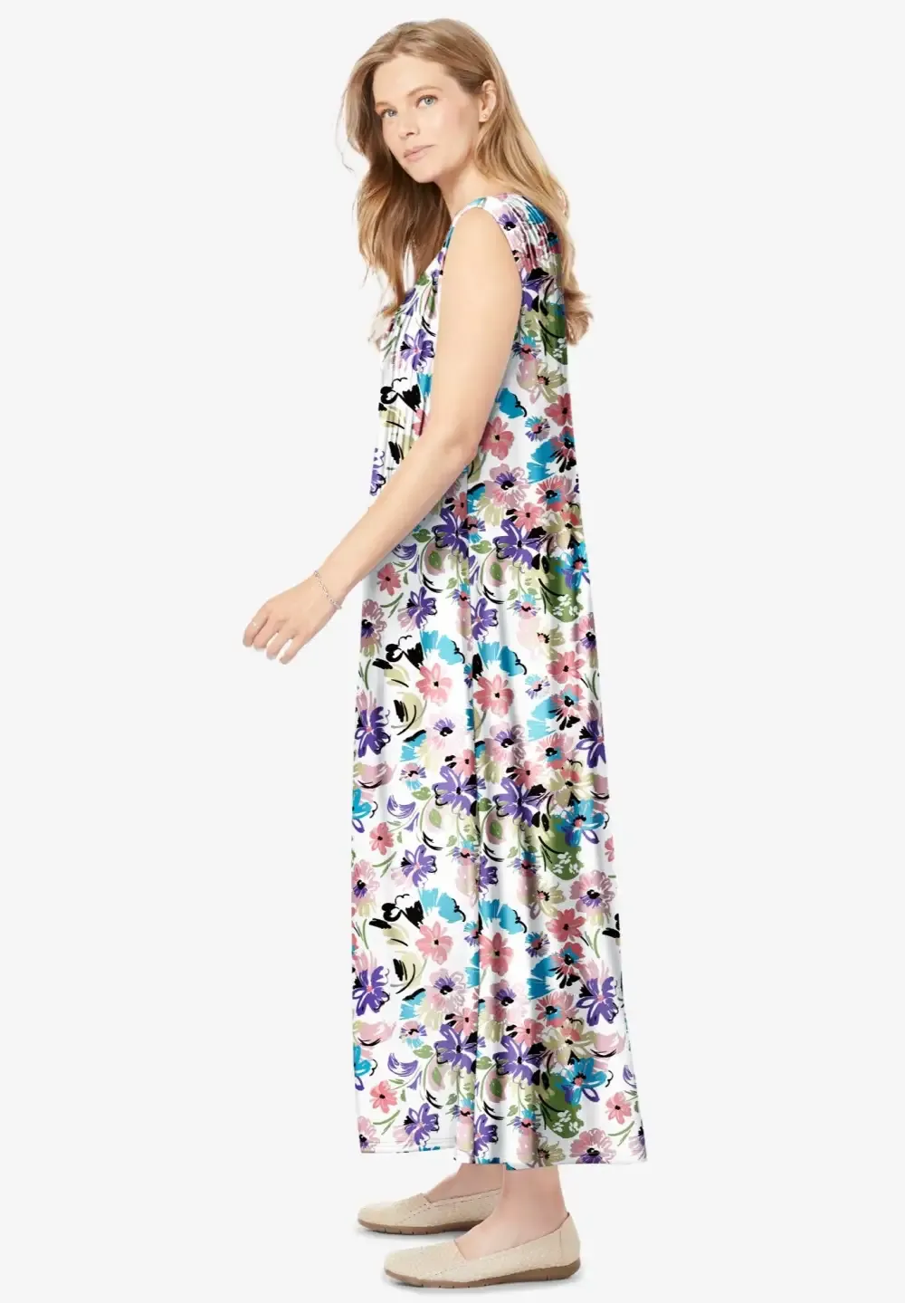 Pintucked Sleeveless Dress