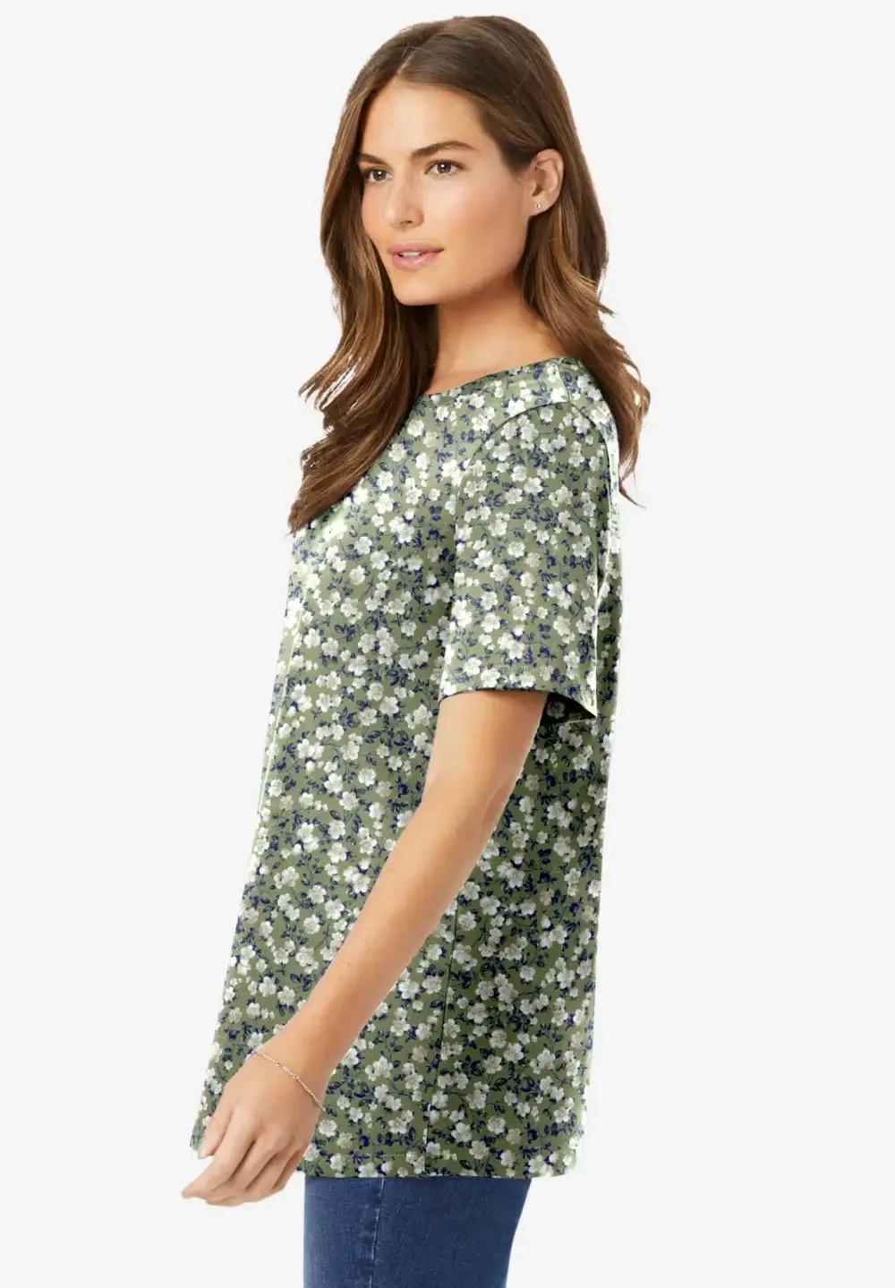 Perfect Printed Short-Sleeve Crewneck Tee