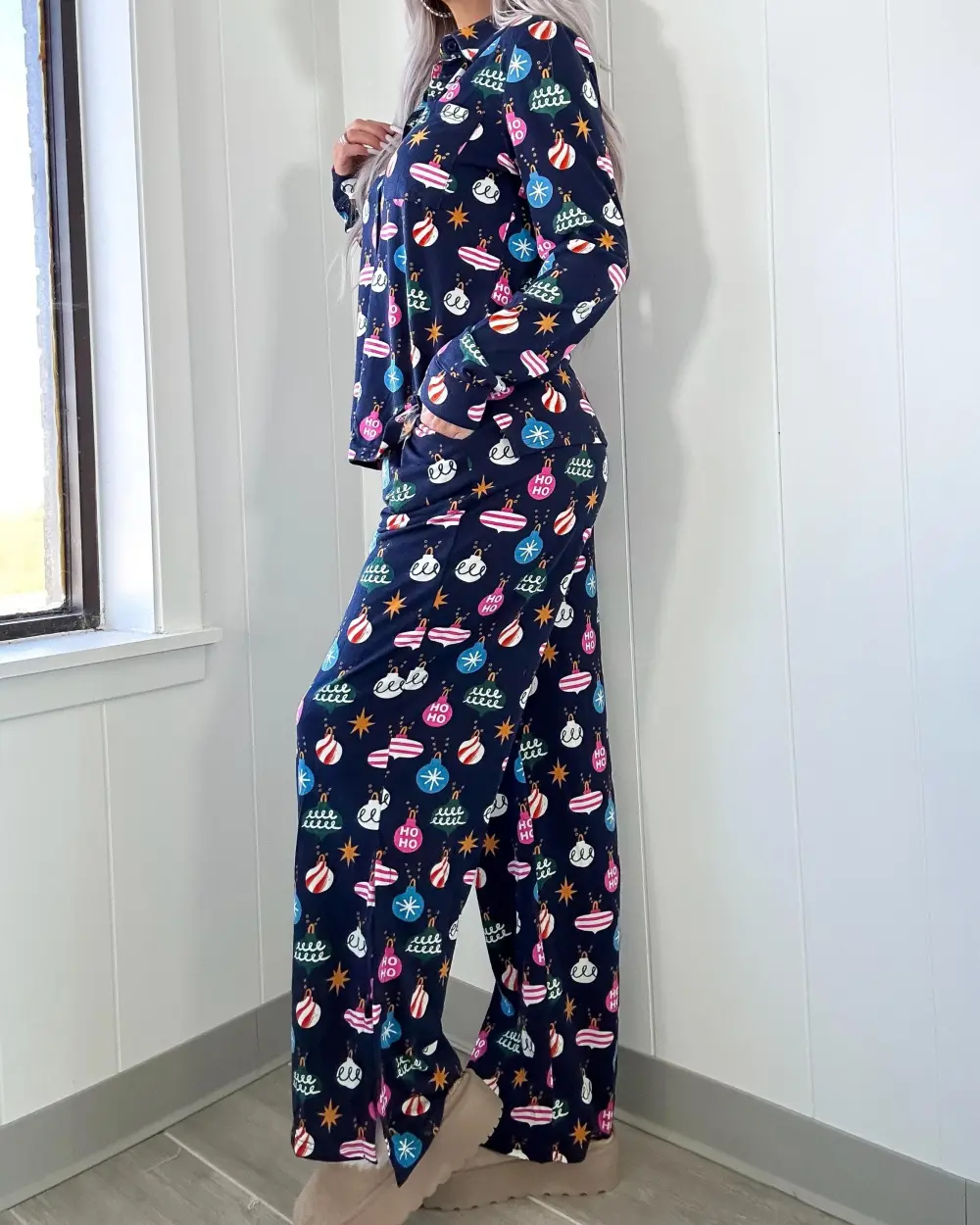 Ornament Pajama Set - Navy Blue