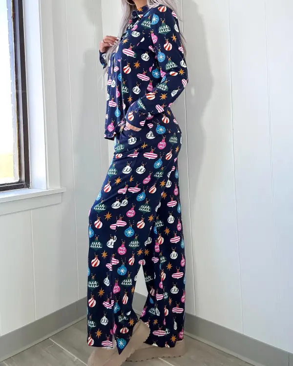 Ornament Pajama Set - Navy Blue
