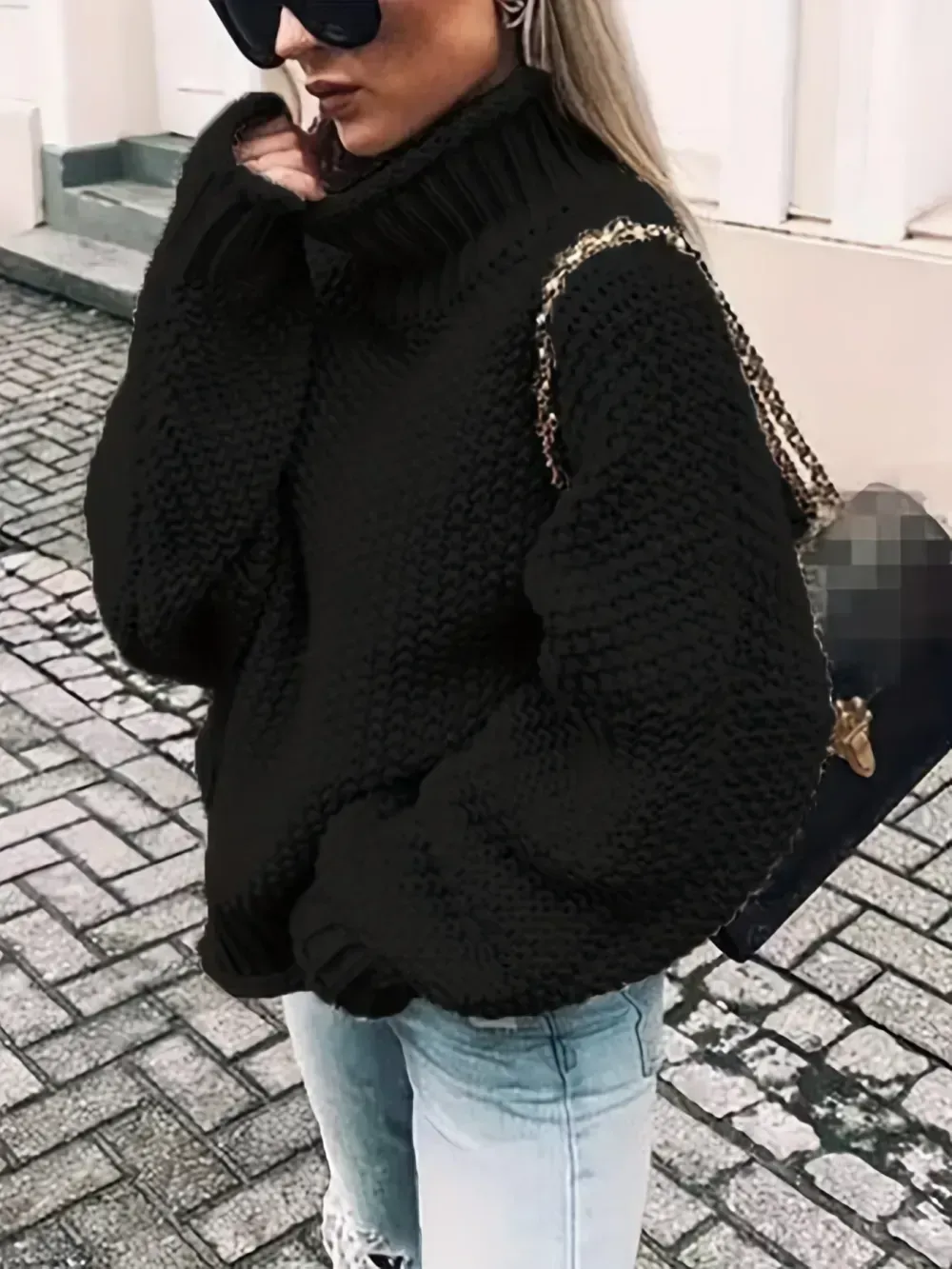 Solid Turtle Neck Pullover Sweater, Casual Long Sleeve Sweater For Fall & Winter, Women's Clothing