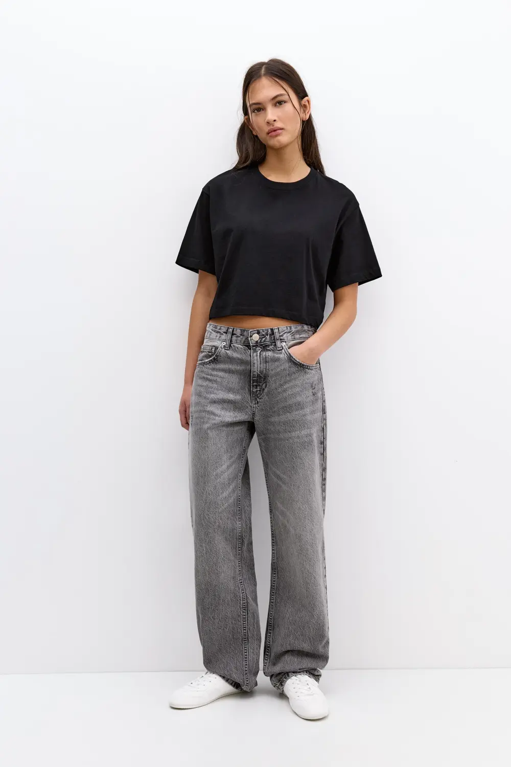 Camiseta cropped manga corta