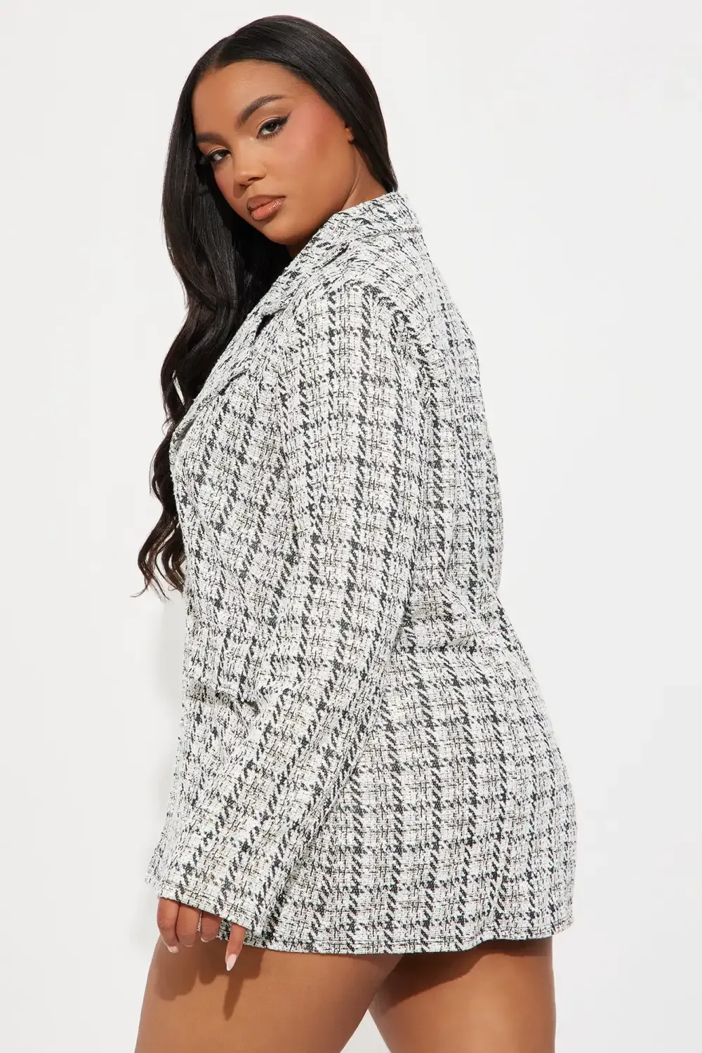 Signature Style Tweed Micro Short Set - White/combo