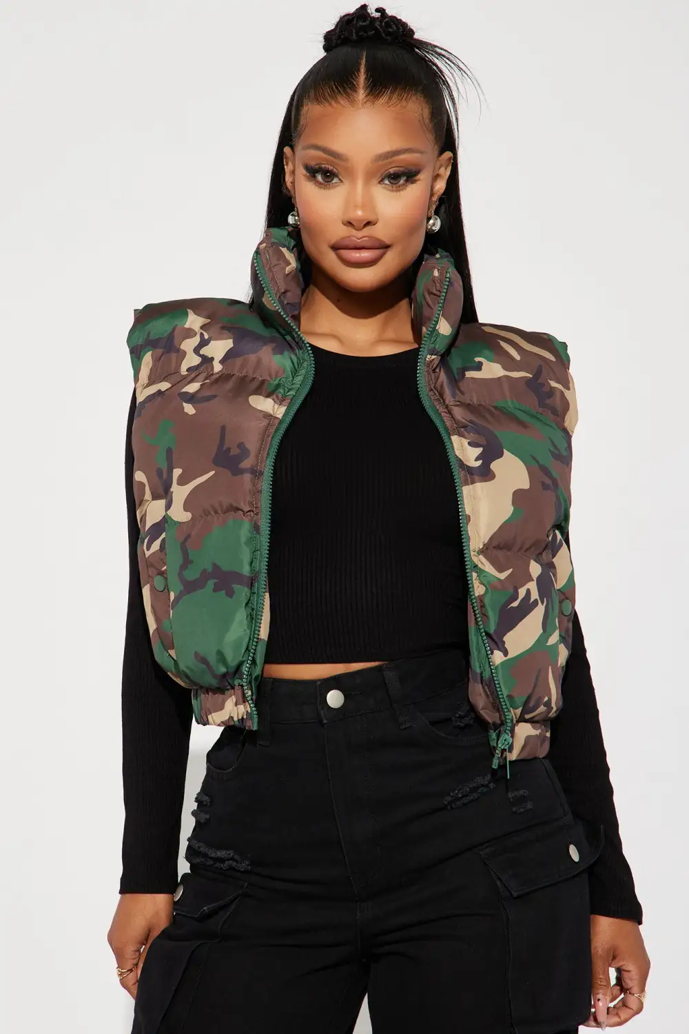 Step Up Puffer Vest - Brown/combo