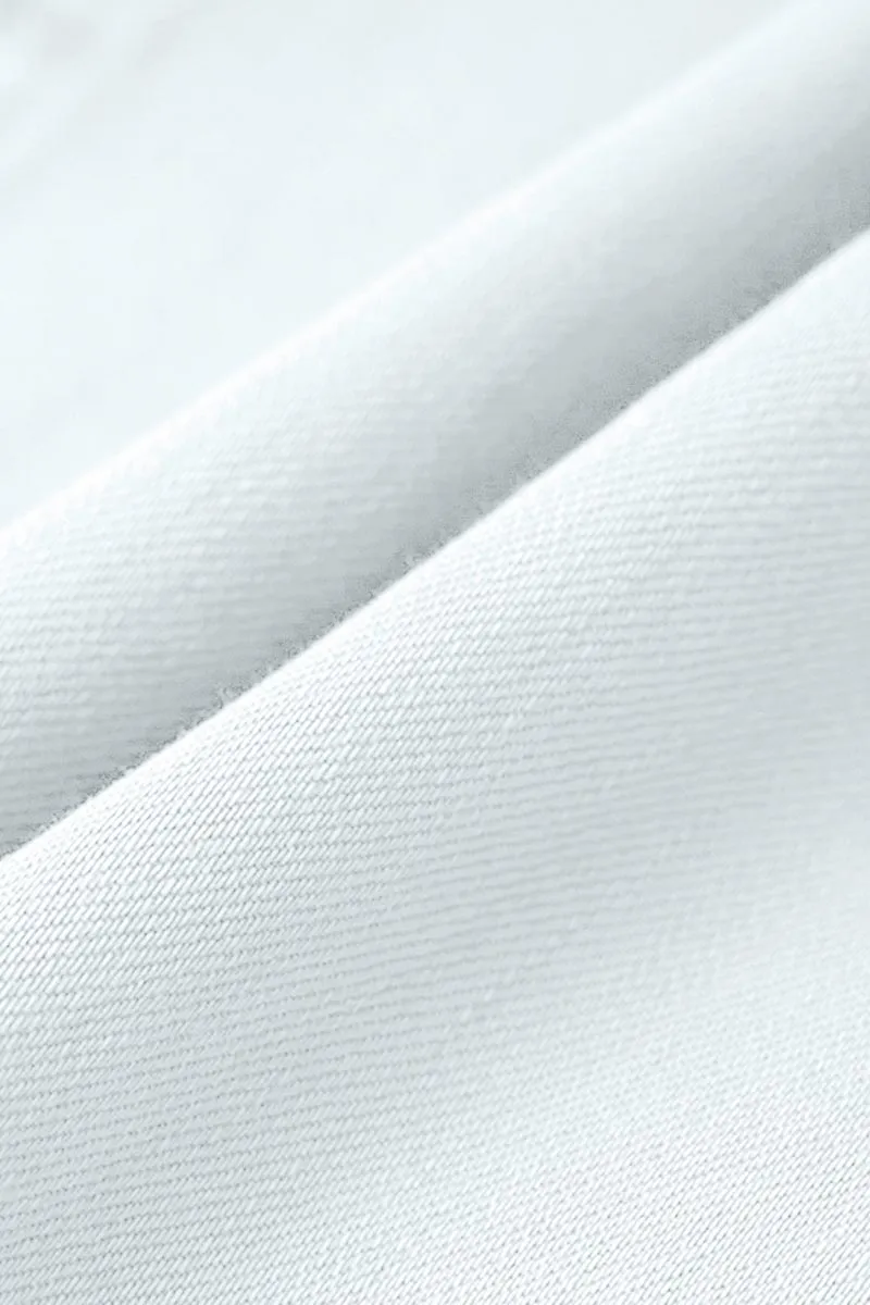 Double Button Mid Waist Straight Leg Pants