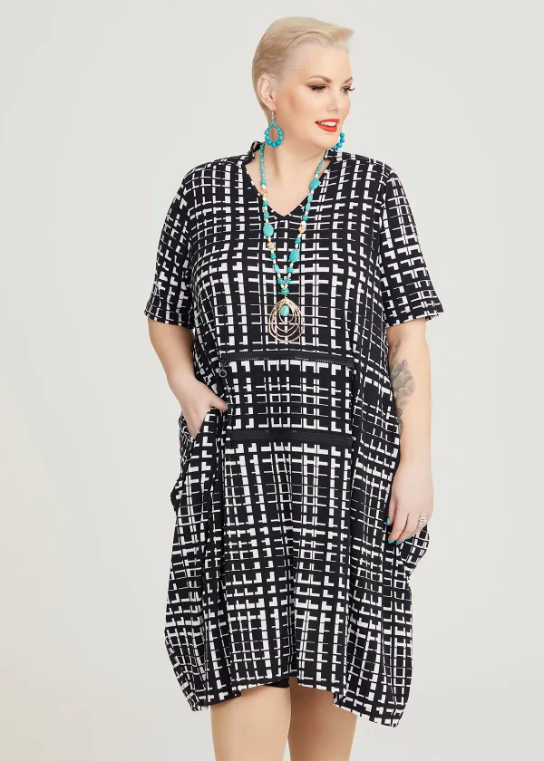 Check Luna Zip Detail Dress