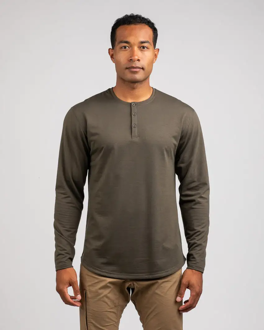 Henley Drop-Cut Long Sleeve: Bylt Signature