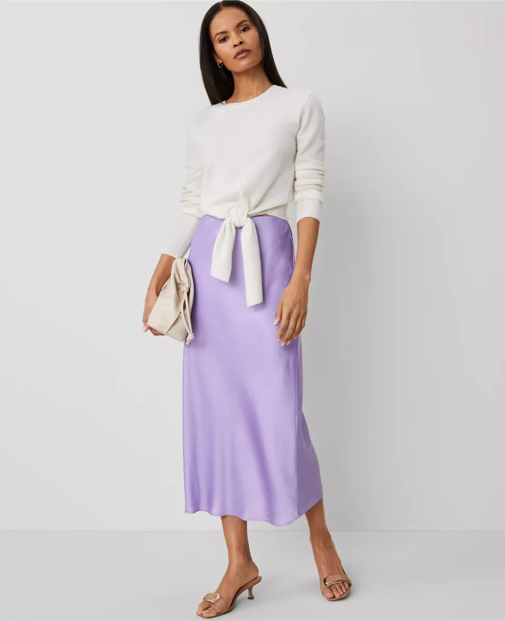 Satin Bias Midi Slip Skirt